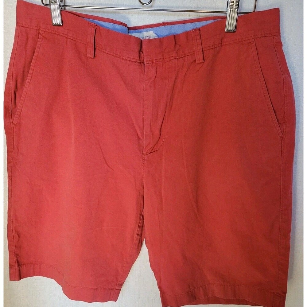J. CREW Shorts Mens 34 Red Chino Paisley lined Flat Front Casual Beach Mid RIse
